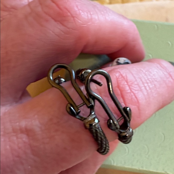 Judith Ripka dark, gray sterling silver Hoop Earrings. - Picture 3 of 4